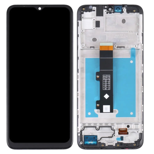 For Motorola Moto E20 Grade B LCD Screen and Digitizer Assembly + Frame Replacement Part (without Logo) - Black - 1