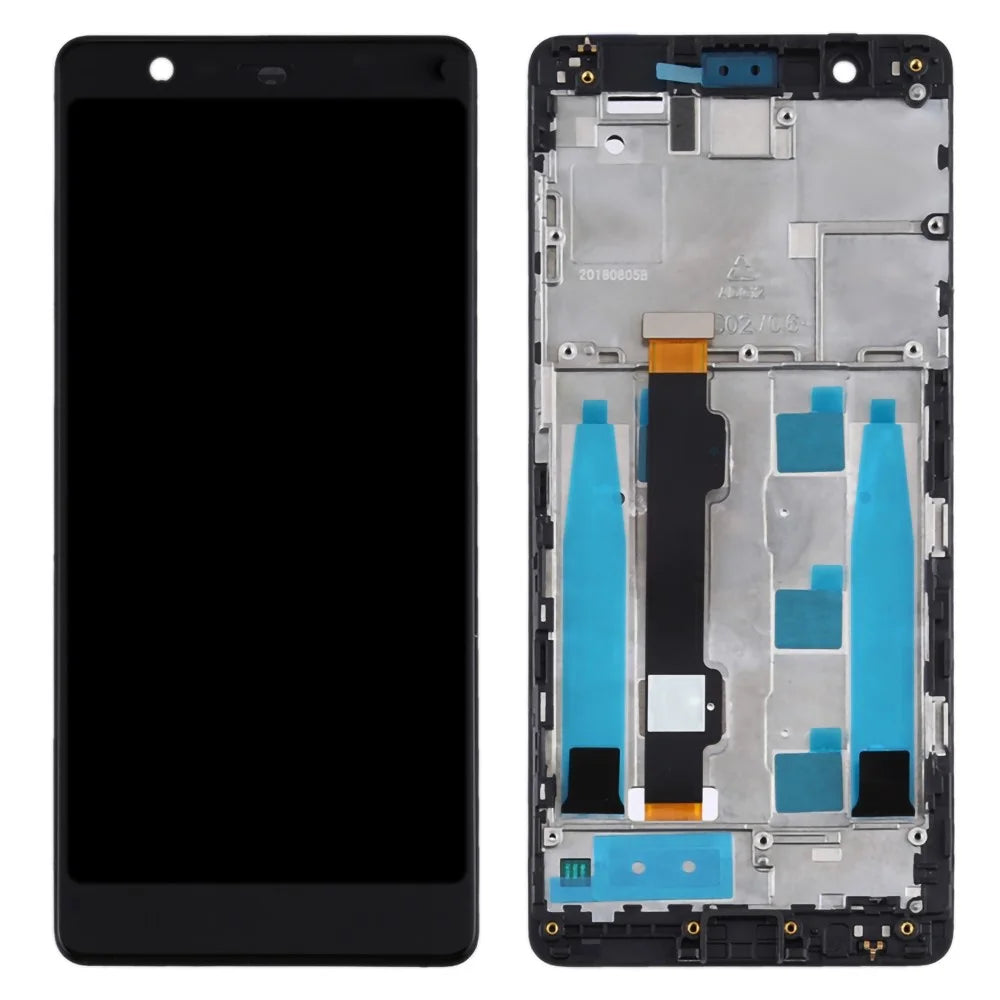 For Nokia 5.1 Grade S OEM LCD Screen and Digitizer Assembly + Frame Part - Black - 1