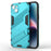 For iPhone 14 Plus 6.7 inch Hard PC Soft TPU Shockproof Phone Case Non-Slip Protective Cover with Kickstand - Baby Blue - 1