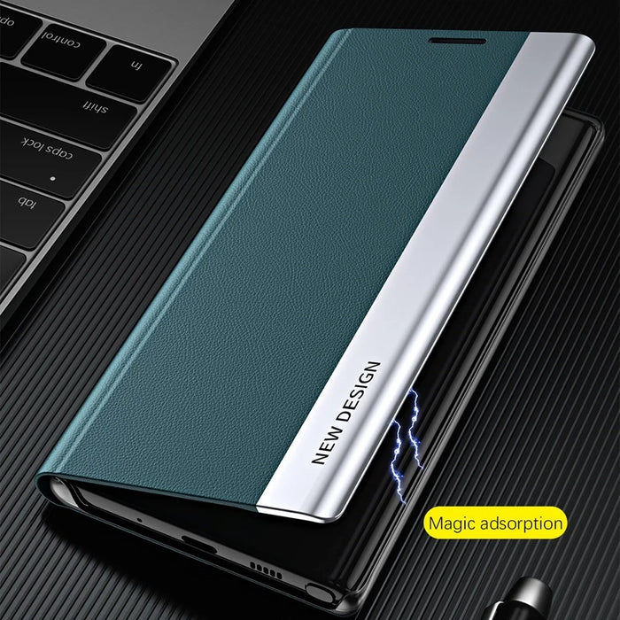 For iPhone 14 6.1 inch Electroplating PU Leather Stand Case Full Coverage Phone Cover - Green - 4