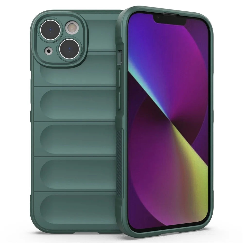 Rugged Back Soft TPU Case for iPhone 14 Plus 6.7 inch Shock Absorption Mobile Phone Protector Cover - Green - 1