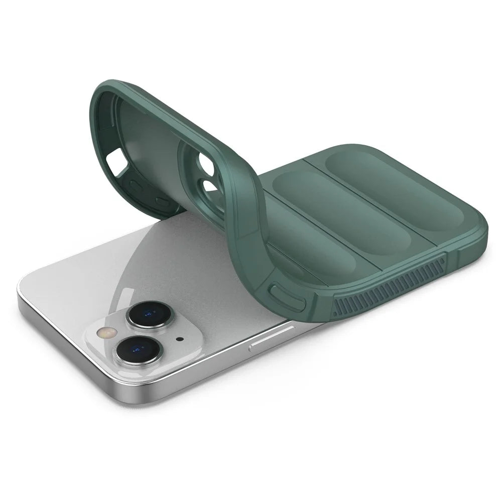 For iPhone 14 6.1 inch Soft TPU Case Rugged Back Shock Absorption Mobile Phone Protector Cover - Green - 3