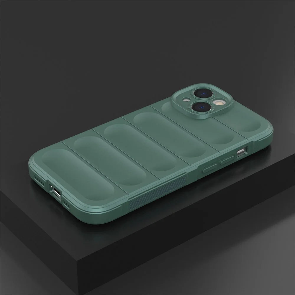 For iPhone 14 6.1 inch Soft TPU Case Rugged Back Shock Absorption Mobile Phone Protector Cover - Green - 6