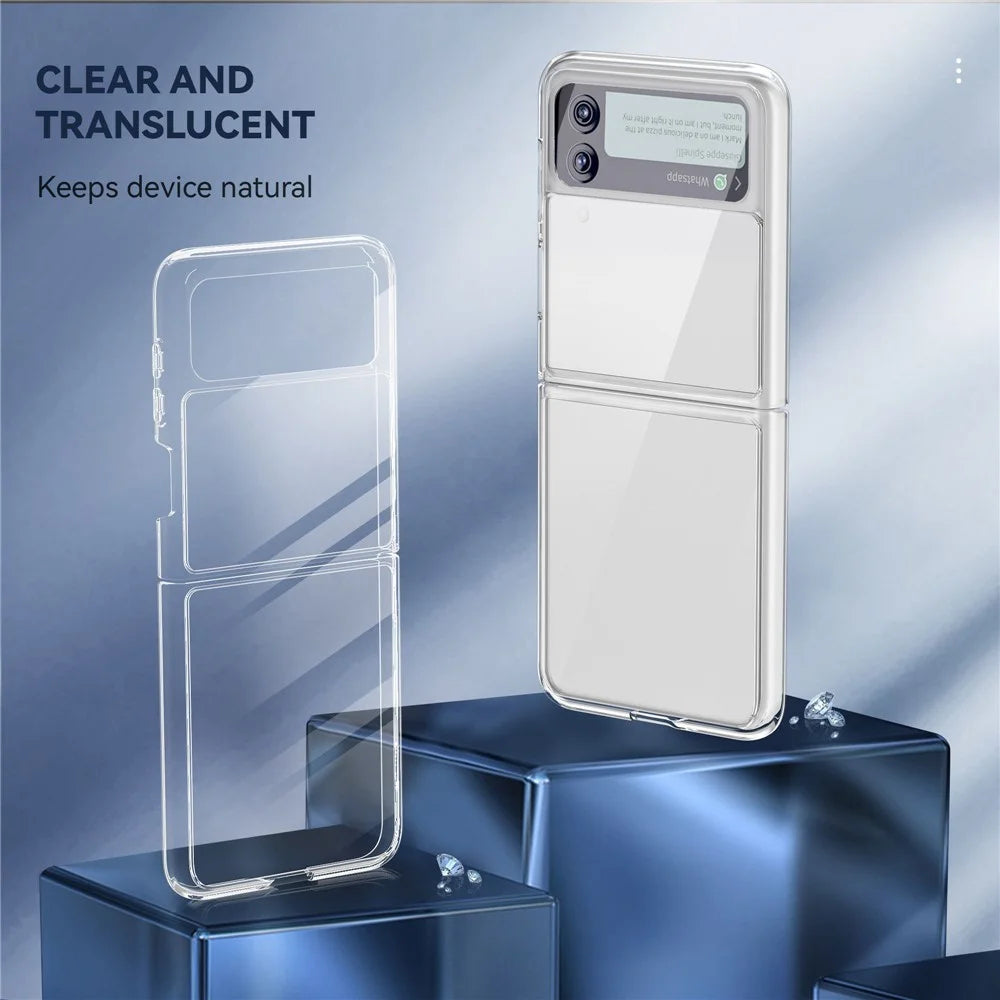 For Samsung Galaxy Z Flip4 5G Transparent Soft TPU Frame + Hard PC Back Cover Anti-fingerprint Yellow-resistant Phone Case - 2