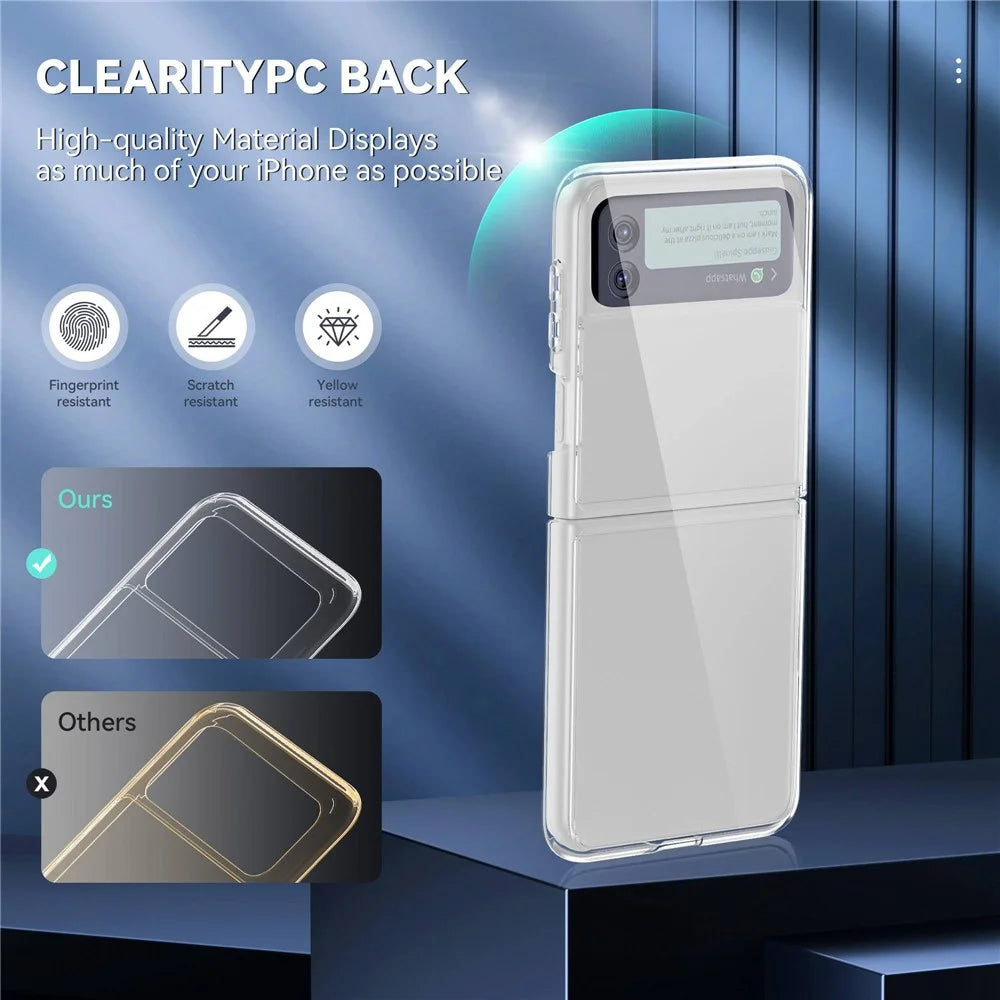 For Samsung Galaxy Z Flip4 5G Transparent Soft TPU Frame + Hard PC Back Cover Anti-fingerprint Yellow-resistant Phone Case - 5