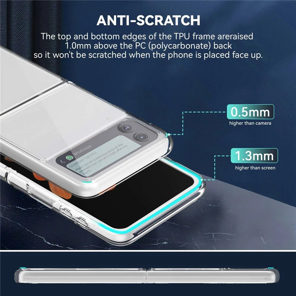 For Samsung Galaxy Z Flip4 5G Transparent Soft TPU Frame + Hard PC Back Cover Anti-fingerprint Yellow-resistant Phone Case - 7
