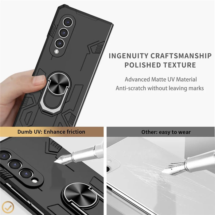 For Samsung Galaxy Z Fold3 5G Folding Phone Case PC+TPU Shockproof Kickstand Function Protective Cover - Black - 4