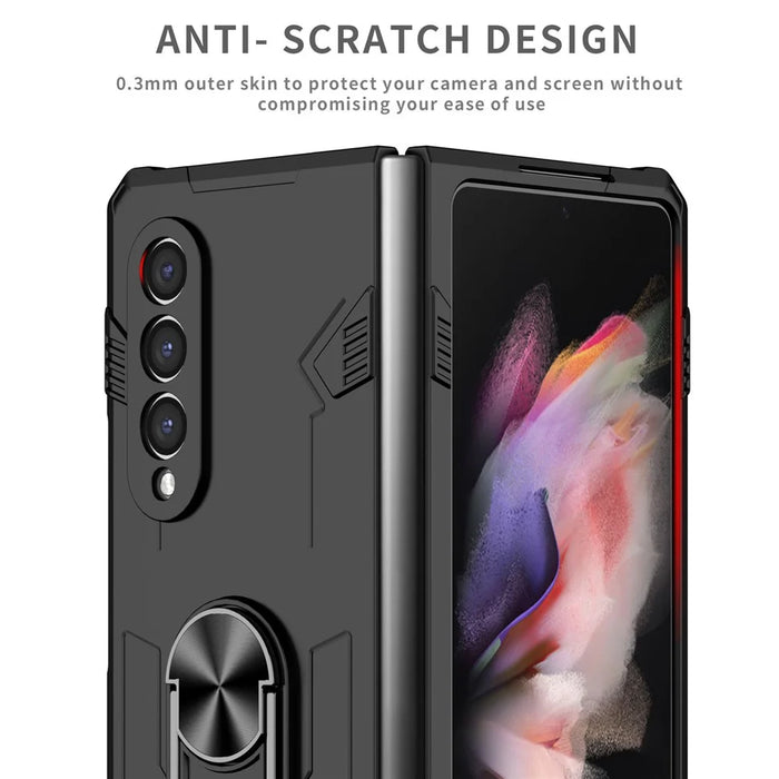 For Samsung Galaxy Z Fold3 5G Folding Phone Case PC+TPU Shockproof Kickstand Function Protective Cover - Black - 7