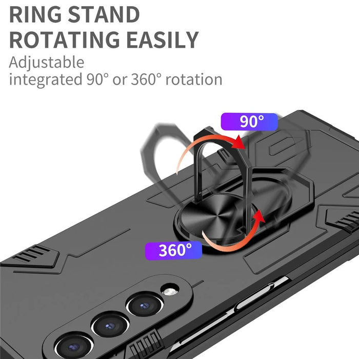 For Samsung Galaxy Z Fold4 5G Folding Phone Case PC+TPU Anti-scratch Kickstand Design Slim Protective Cover - Black - 4