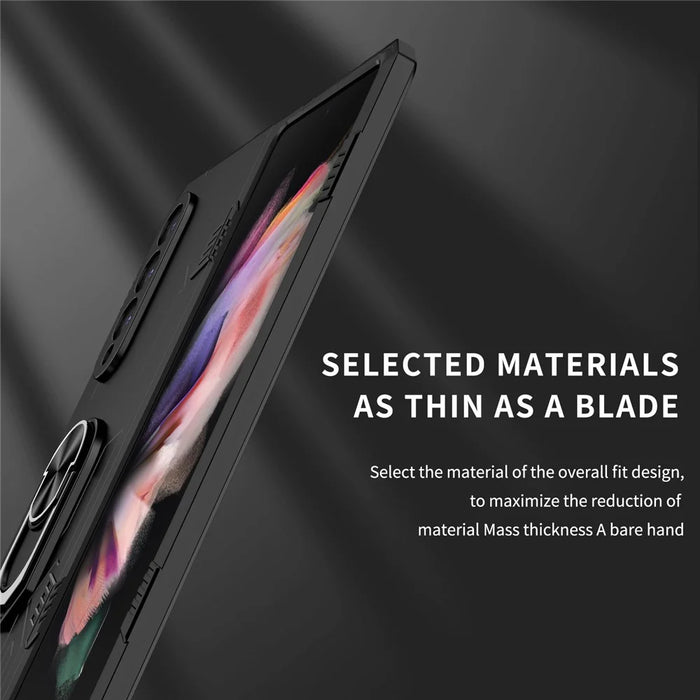 For Samsung Galaxy Z Fold4 5G Folding Phone Case PC+TPU Anti-scratch Kickstand Design Slim Protective Cover - Black - 7