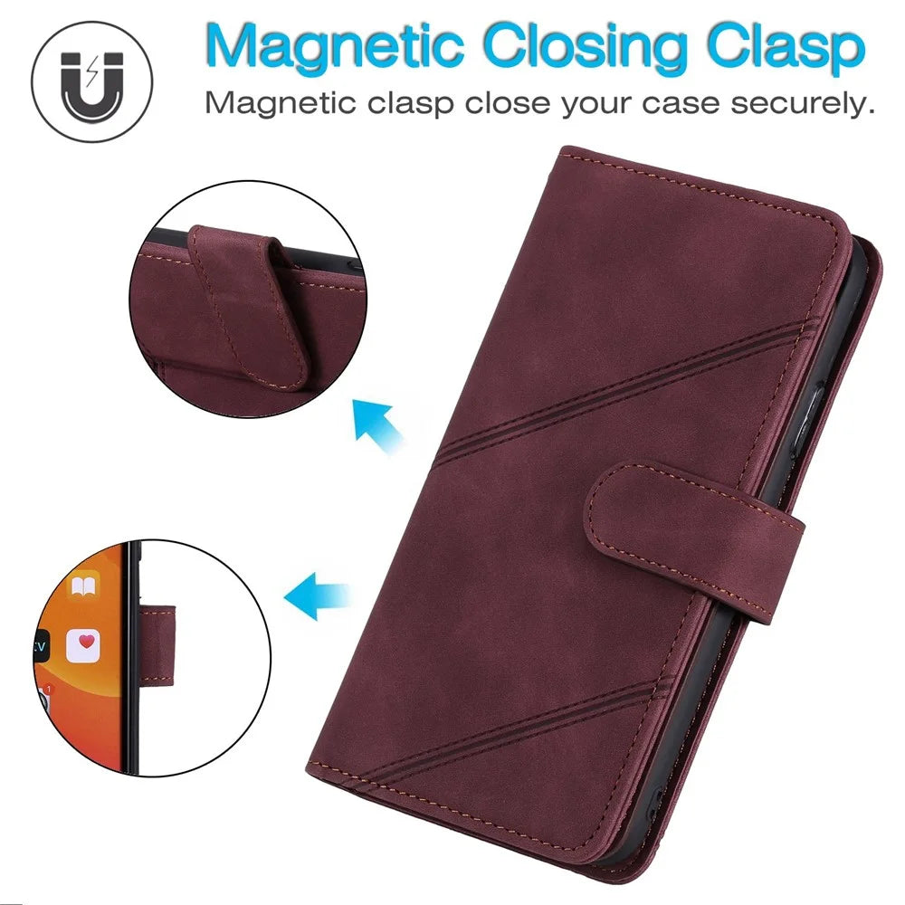 For iPhone 13 Pro Max 6.7 inch Anti-fall Protection Imprinted PU Leather Stand Cover with Multiple Card Slots and Cash Pocket - Red - 5