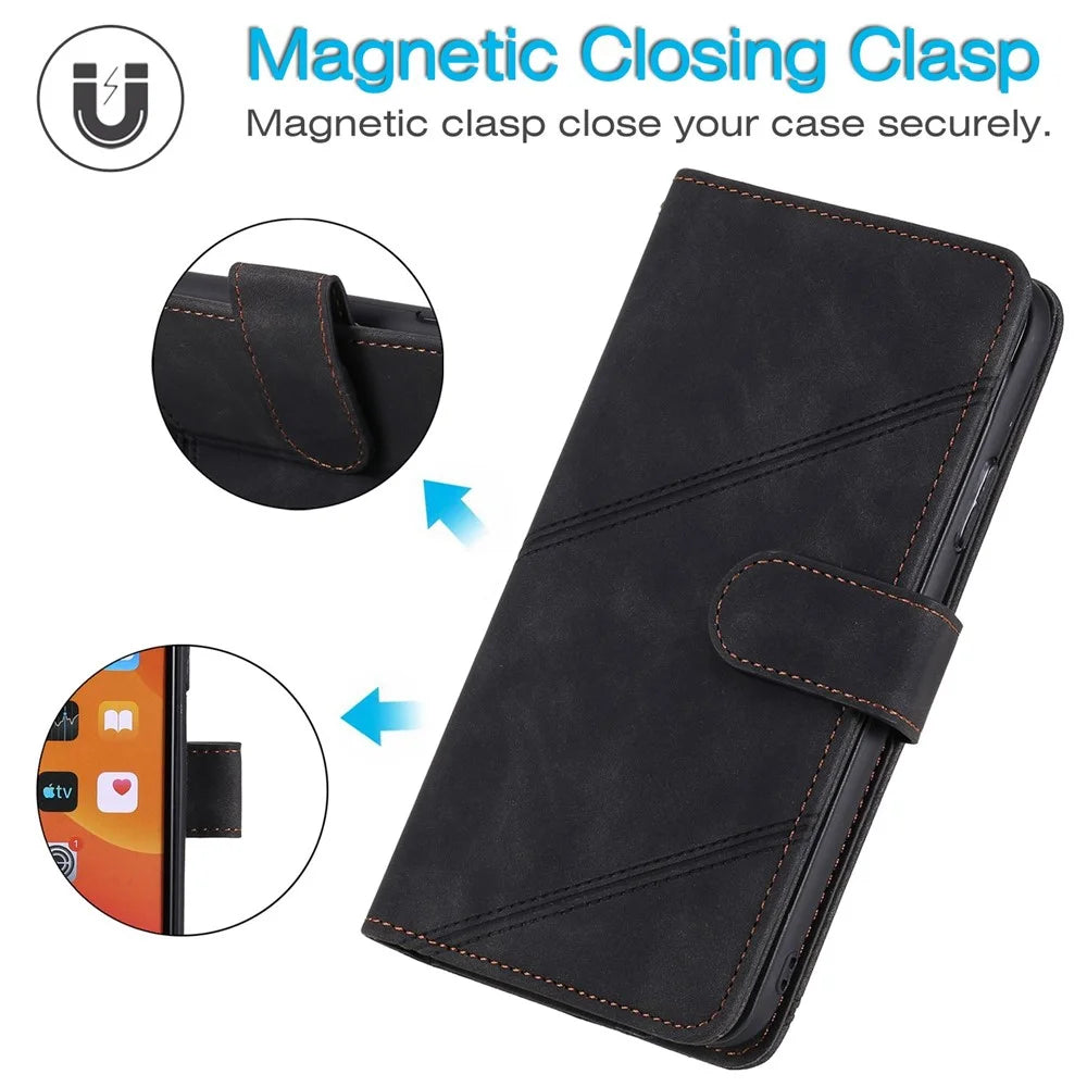 For iPhone 7/8/SE (2020)/SE (2022) Imprinted PU Leather Stand Cover with Multiple Card Slots and Cash Pocket Anti-fall Protection Case - Black - 5