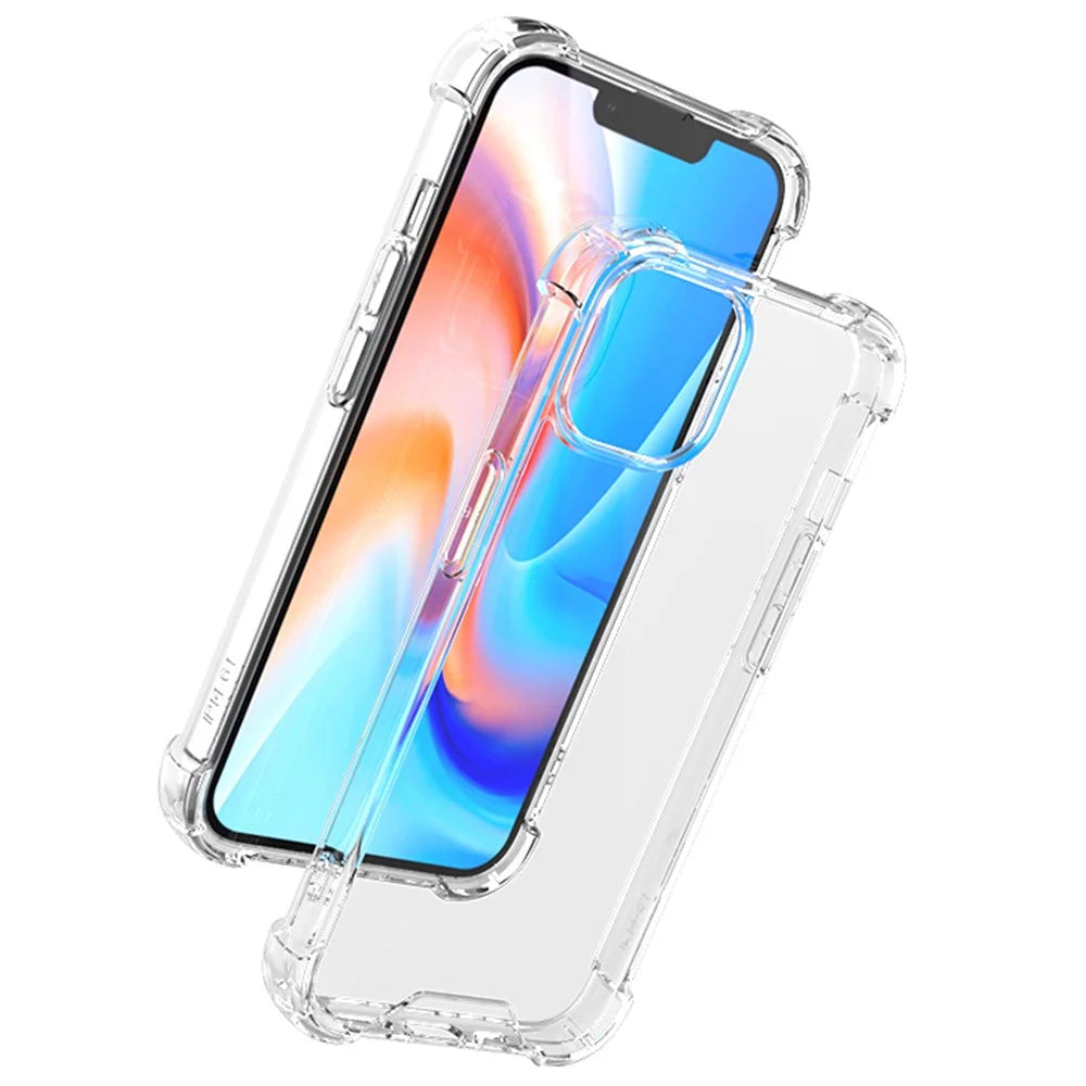 For iPhone 14 6.1 inch Four Corner Drop-proof Transparent Soft TPU Frame Acrylic Back Cover Phone Case - 2