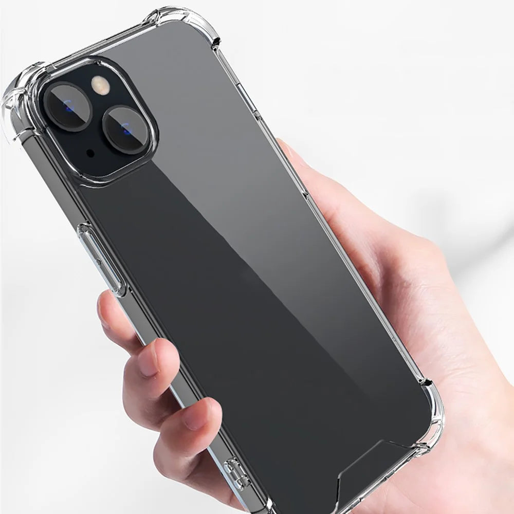 For iPhone 14 6.1 inch Four Corner Drop-proof Transparent Soft TPU Frame Acrylic Back Cover Phone Case - 3
