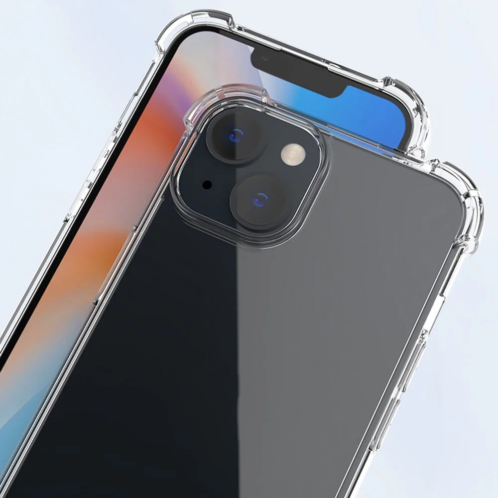 For iPhone 14 6.1 inch Four Corner Drop-proof Transparent Soft TPU Frame Acrylic Back Cover Phone Case - 6