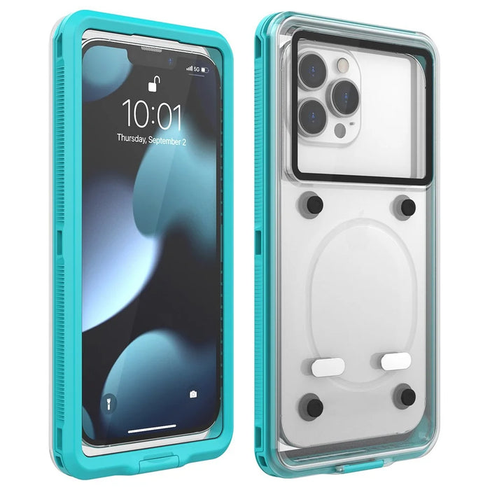 IP68 Waterproof Case for iPhone 13-15 Touch Screen Full Seal Underwater Phone Protective Cover for 5.8 - 7 inch - Blue - 2