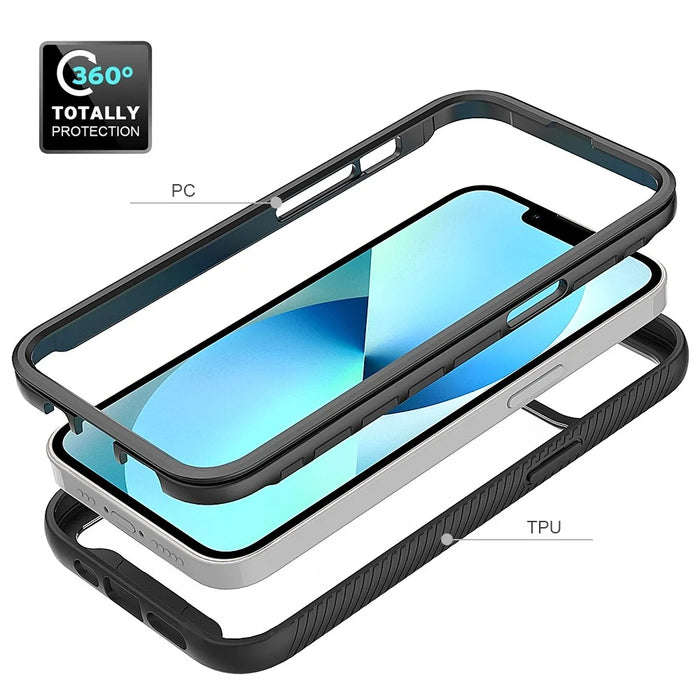 For iPhone 14 6.1 inch Clear Case Hard Acrylic + PC Back Soft TPU Bumper Frame Shockproof Anti-Drop Protective Phone Cover - Black - 2