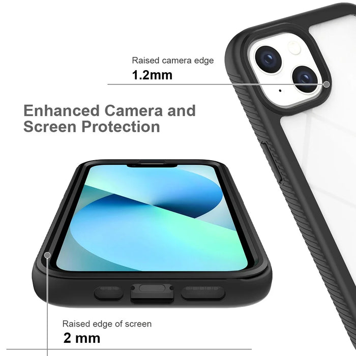 For iPhone 14 6.1 inch Clear Case Hard Acrylic + PC Back Soft TPU Bumper Frame Shockproof Anti-Drop Protective Phone Cover - Black - 3