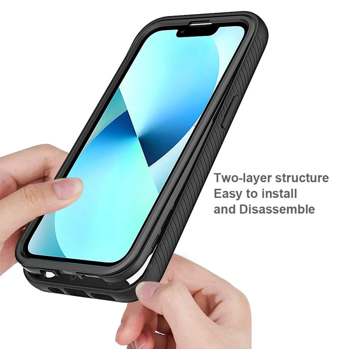 For iPhone 14 6.1 inch Clear Case Hard Acrylic + PC Back Soft TPU Bumper Frame Shockproof Anti-Drop Protective Phone Cover - Black - 5