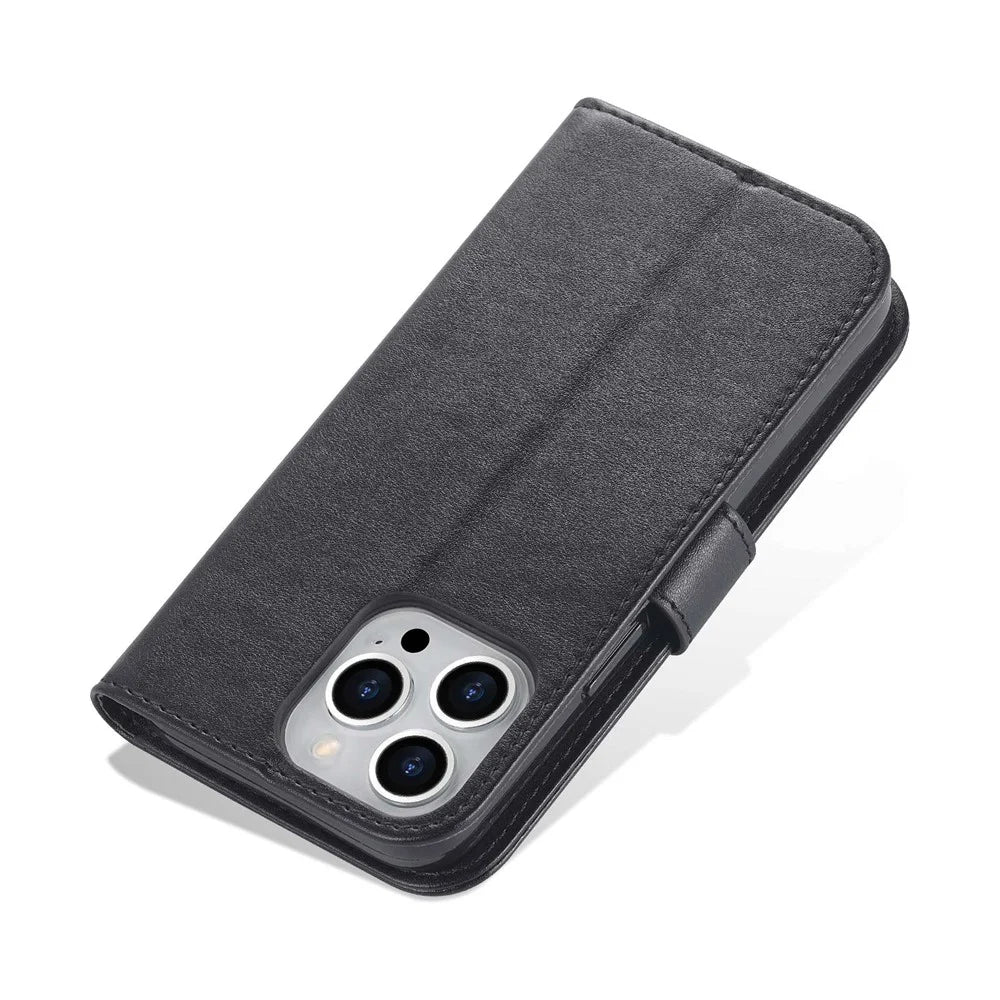 AZNS For iPhone 14 Pro Max 6.7 inch Shockproof PU Leather Flip Wallet Case Magnetic Closure Scratch Resistant Phone Cover Viewing Stand - Black - 7