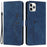 For iPhone 13 Pro 6.1 inch Heart Shape Imprinted Skin-touch Feeling Case PU Leather Wallet Viewing Stand Phone Shell with Strap - Sapphire - 1