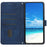 For iPhone 13 Pro 6.1 inch Heart Shape Imprinted Skin-touch Feeling Case PU Leather Wallet Viewing Stand Phone Shell with Strap - Sapphire - 2