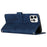 For iPhone 13 Pro 6.1 inch Heart Shape Imprinted Skin-touch Feeling Case PU Leather Wallet Viewing Stand Phone Shell with Strap - Sapphire - 5