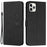For iPhone 13 Pro Max 6.7 inch Heart Shape Imprinted Anti-fingerprint Case Skin-touch Feeling PU Leather Wallet Foldable Stand Function Phone Shell with Strap - Black - 1