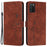 For Samsung Galaxy A03s (164.2mm) Skin-touch Feeling Heart Shape Imprinted Phone Case PU Leather Wallet Stand with Strap - Brown - 1