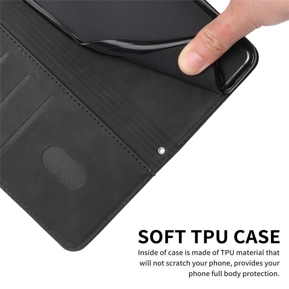 For Samsung Galaxy A73 5G Heart Shape Imprinted Anti-fall Handy Strap Design Case Skin-touch Feeling PU Leather Wallet Stand Flip Phone Shell - Black - 7