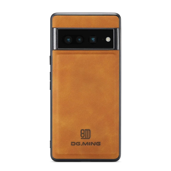 DG.MING M2 Series Magnetic Wallet Phone Case for Google Pixel 7 Pro 5G, Detachable 2-in-1 Kickstand Drop-proof Cover - Brown - 5