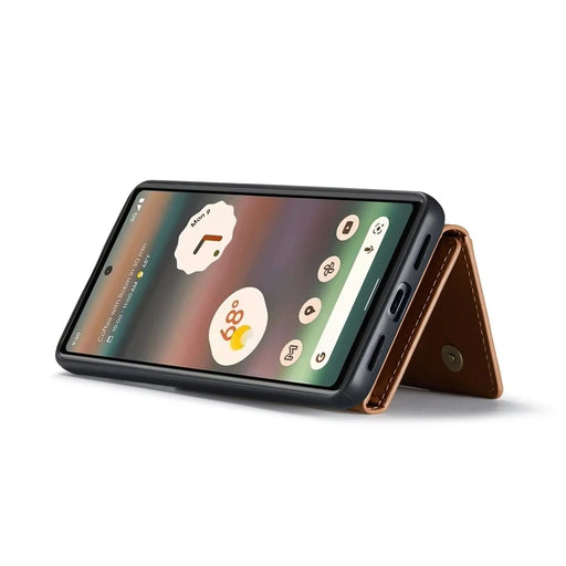 DG.MING M2 Series for Google Pixel 6a Detachable 2-in-1 Magnetic Wallet Phone Case Anti-scratch Kickstand Cover - Brown - 2