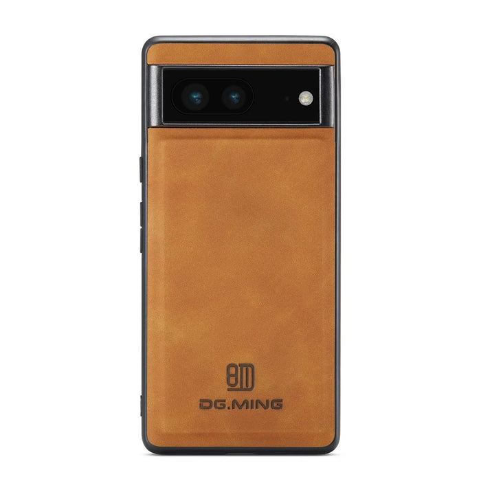 DG.MING M2 Series for Google Pixel 6a Detachable 2-in-1 Magnetic Wallet Phone Case Anti-scratch Kickstand Cover - Brown - 5