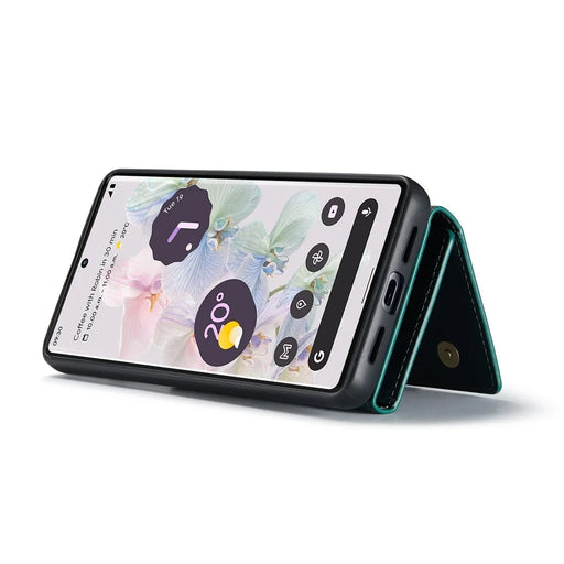 DG.MING M1 Series For Google Pixel 7 Pro 5G Magnetic Detachable Wallet PC+TPU+PU Phone Case with Kickstand - Green - 2