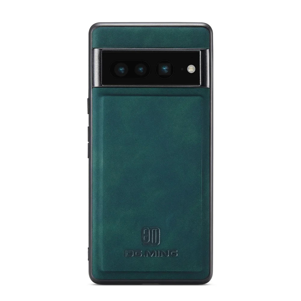 DG.MING M1 Series For Google Pixel 7 Pro 5G Magnetic Detachable Wallet PC+TPU+PU Phone Case with Kickstand - Green - 5