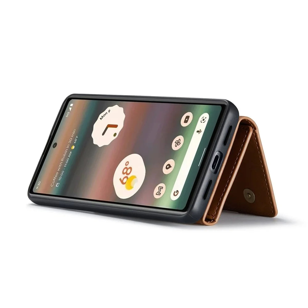 DG.MING M1 Series For Google Pixel 6a 5G Detachable Magnetic 2-in-1 Wallet PC+TPU+PU Leather Drop-proof Mobile Phone Case - Brown - 2