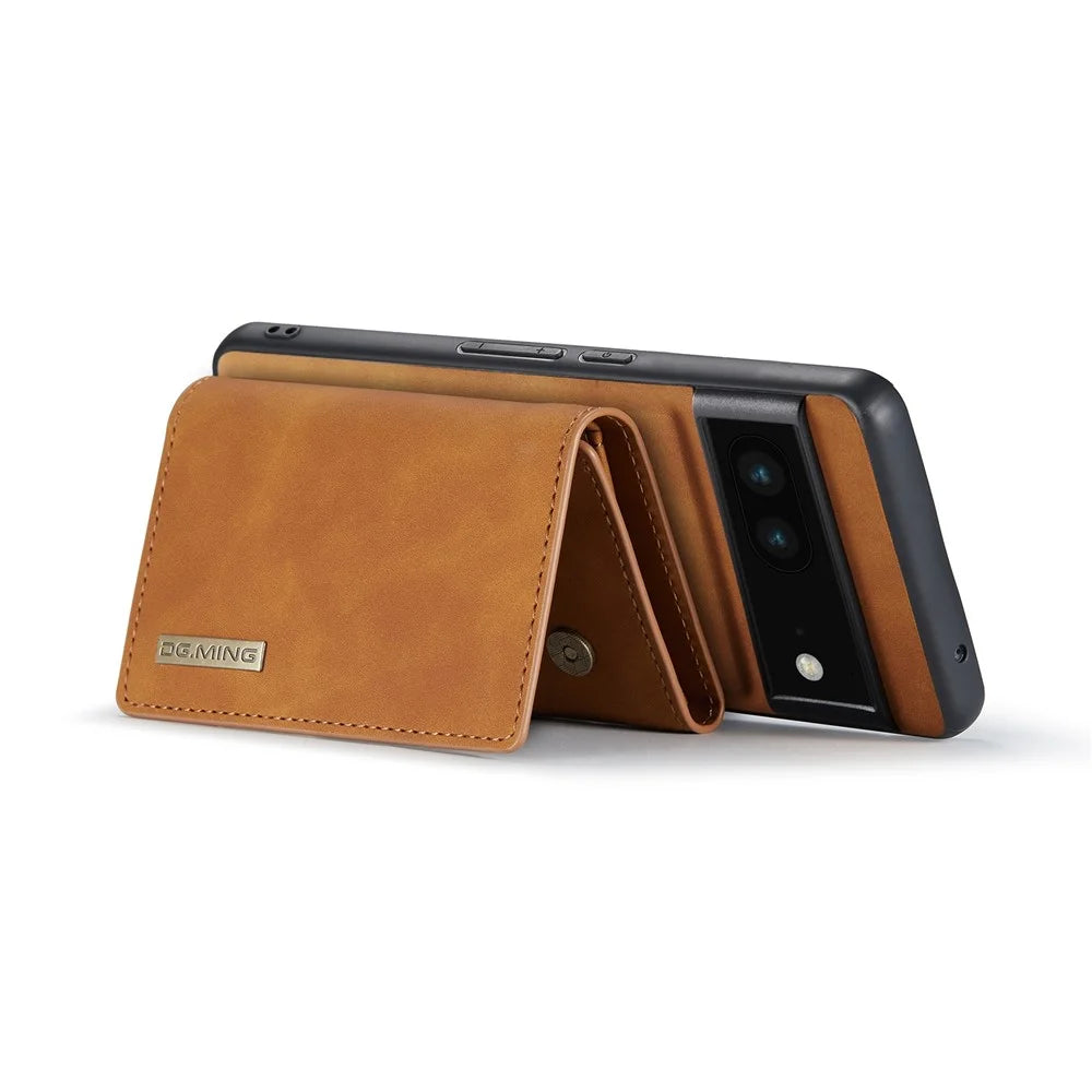 DG.MING M1 Series For Google Pixel 6a 5G Detachable Magnetic 2-in-1 Wallet PC+TPU+PU Leather Drop-proof Mobile Phone Case - Brown - 3