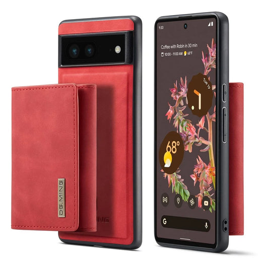 DG.MING M1 Series For Google Pixel 7 5G Magnetic 2-in-1 Wallet PC+TPU+PU Leather Phone Protective Case - Red - 1