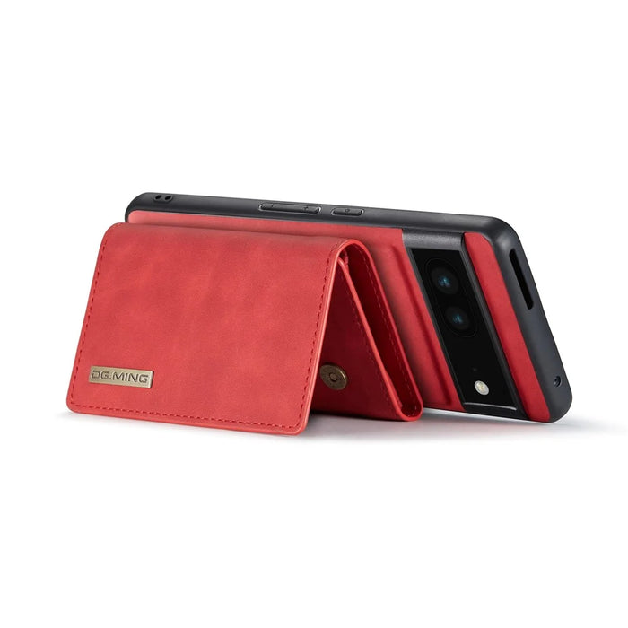 DG.MING M1 Series For Google Pixel 7 5G Magnetic 2-in-1 Wallet PC+TPU+PU Leather Phone Protective Case - Red - 3