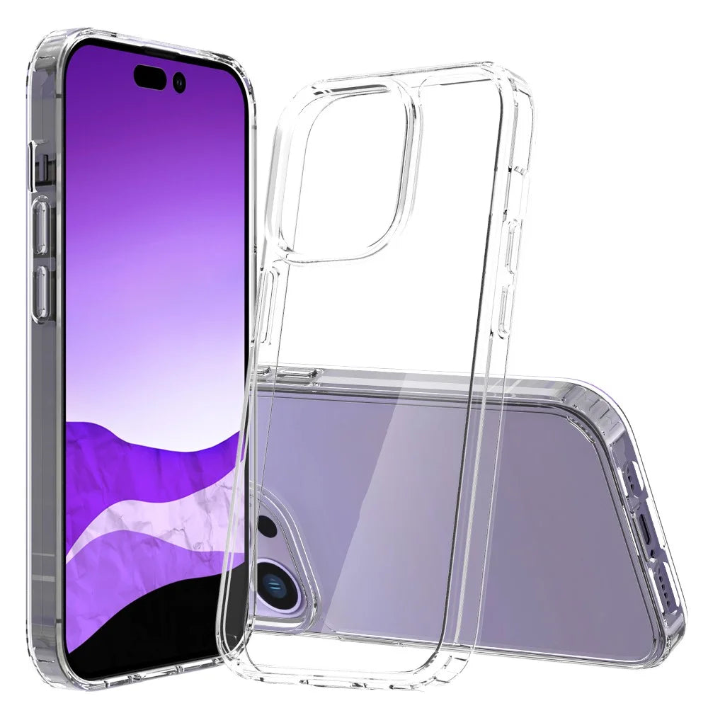 For iPhone 14 Pro 6.1 inch Shockproof Case Ultra Clear Phone Case Transparent Hard Acrylic Back + Soft TPU Cover - 1