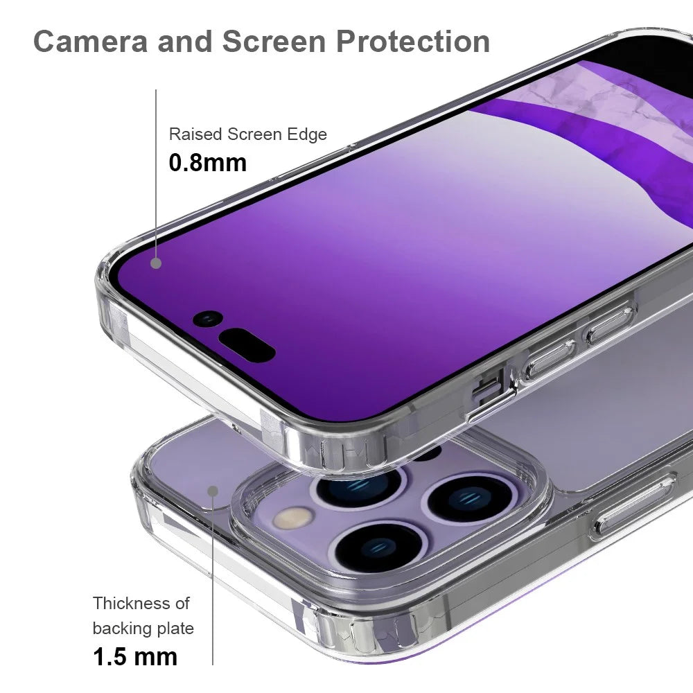 For iPhone 14 Pro 6.1 inch Shockproof Case Ultra Clear Phone Case Transparent Hard Acrylic Back + Soft TPU Cover - 2