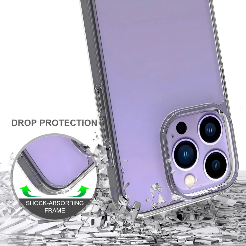 For iPhone 14 Pro 6.1 inch Shockproof Case Ultra Clear Phone Case Transparent Hard Acrylic Back + Soft TPU Cover - 4