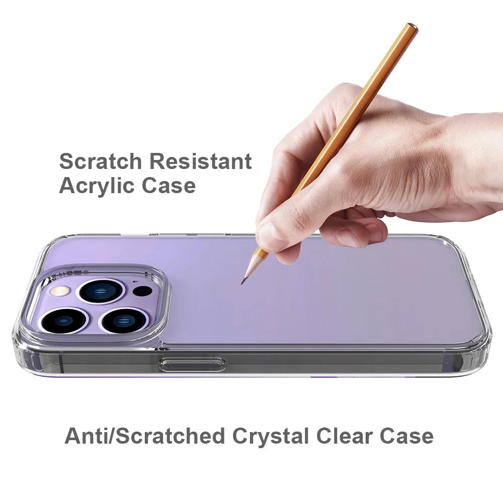 For iPhone 14 Pro 6.1 inch Shockproof Case Ultra Clear Phone Case Transparent Hard Acrylic Back + Soft TPU Cover - 5