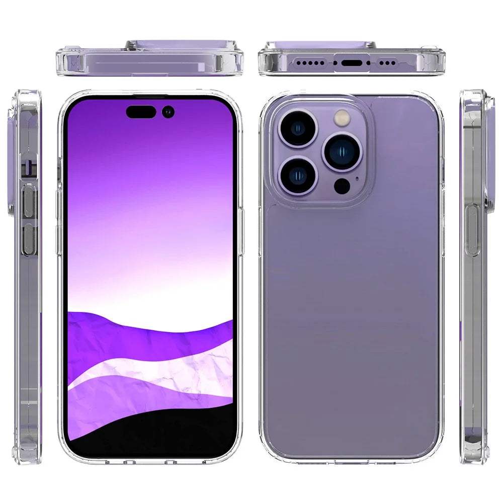 For iPhone 14 Pro 6.1 inch Shockproof Case Ultra Clear Phone Case Transparent Hard Acrylic Back + Soft TPU Cover - 6