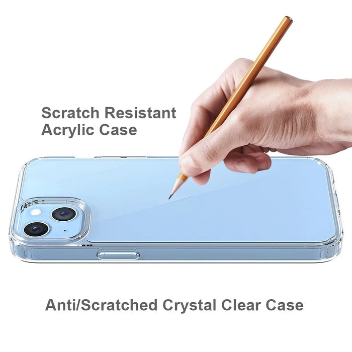 For iPhone 14 Plus 6.7 inch Scratch Resistant Mobile Phone Case Transparent Hard Acrylic Back + Soft TPU Edge Cover - 5