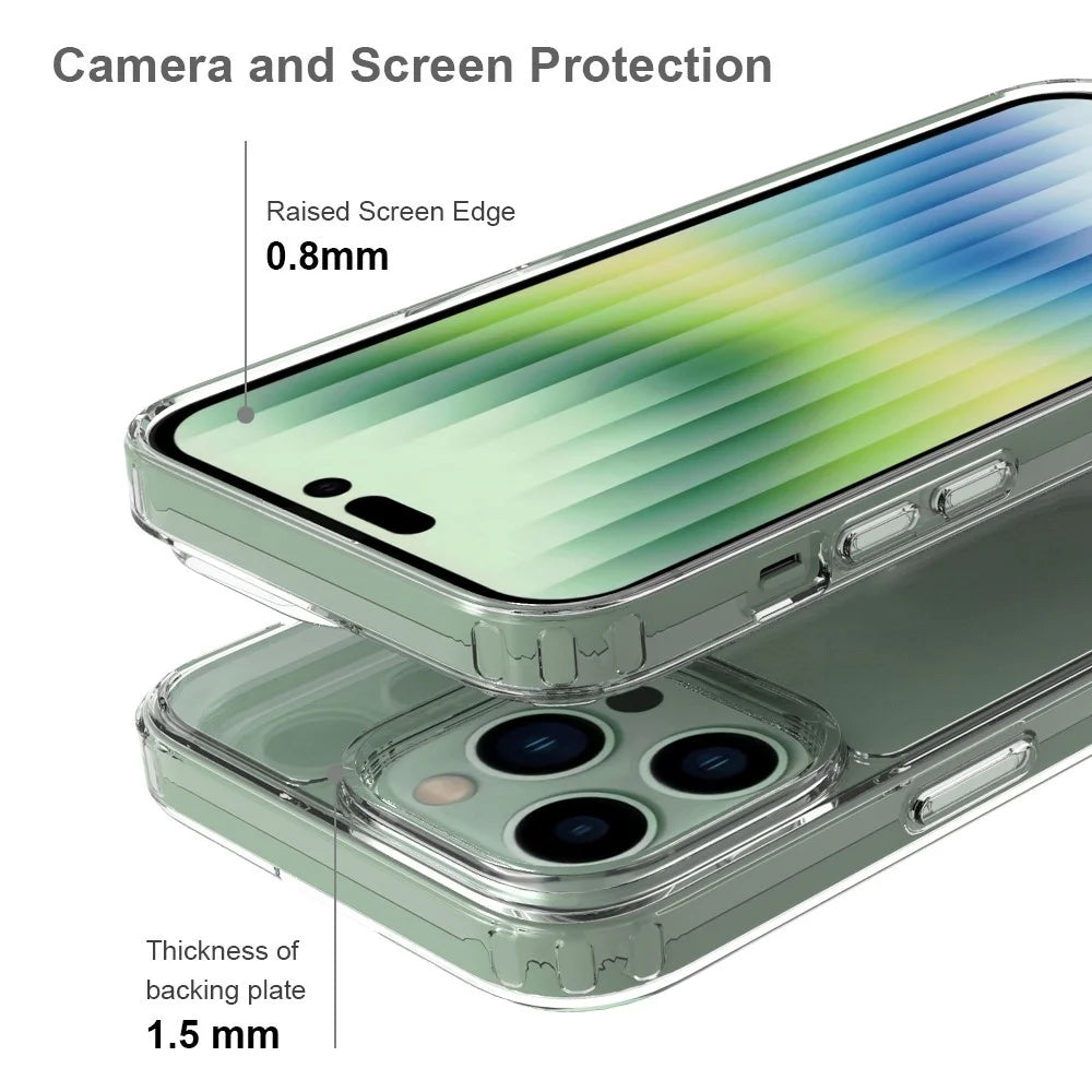 For iPhone 14 Pro Max 6.7 inch Anti-scratch Phone Case Transparent Hard Acrylic Back + Soft TPU Edge Hybrid Cover - 3