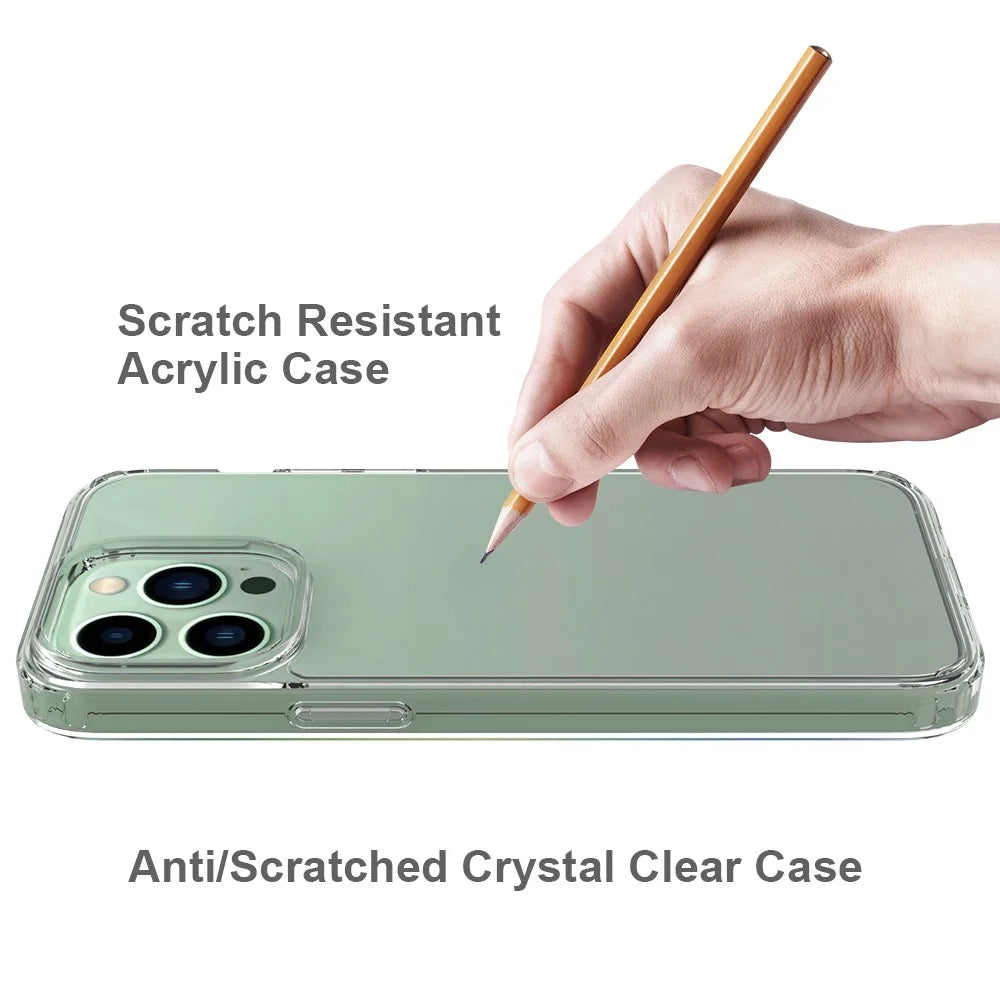 For iPhone 14 Pro Max 6.7 inch Anti-scratch Phone Case Transparent Hard Acrylic Back + Soft TPU Edge Hybrid Cover - 5