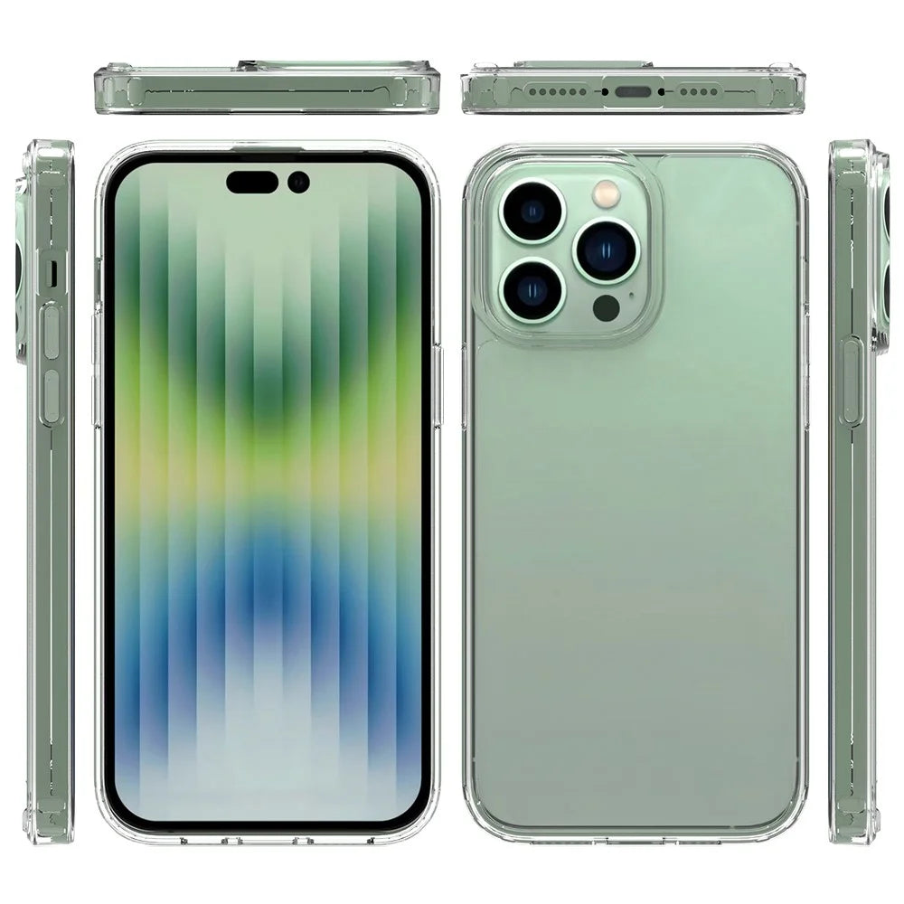 For iPhone 14 Pro Max 6.7 inch Anti-scratch Phone Case Transparent Hard Acrylic Back + Soft TPU Edge Hybrid Cover - 6