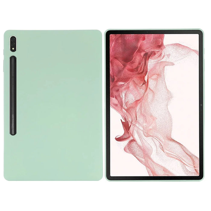 For Samsung Galaxy Tab S8+ / Tab S7+ Liquid Silicone Tablet Case Soft Microfiber Lining Anti-Scratch Cover - Green - 1