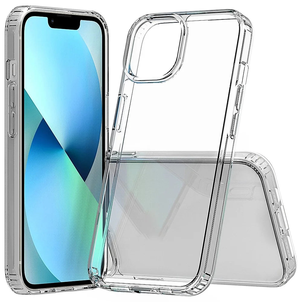 For iPhone 14 6.1 inch Mobile Phone Case Transparent Hard Acrylic Back + Soft TPU Edge Drop Protection Cover - 1
